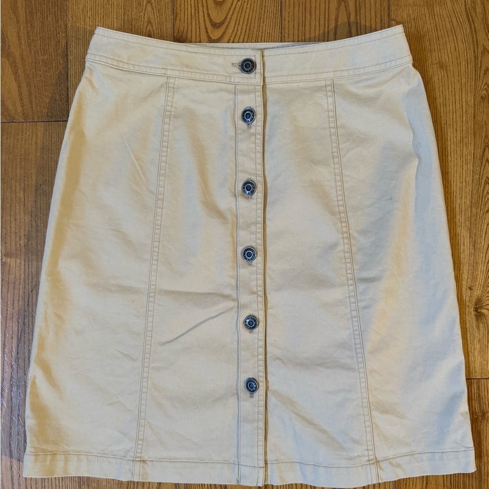 Talbots Tan Button Skirt - 6 Petite